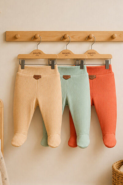 MAHFEL 100% Cotton Basic 3-Piece Unisex Baby Bottom Pants with Booties