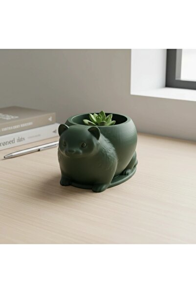 OEM Mini Ghiveci Decorativ Animalut Tip Dihor Imprimat 3D - Olive green compo...