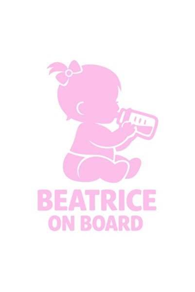 OEM Autocolant decorativ auto  "BEATRICE ON BOARD ", 10cm, Roz