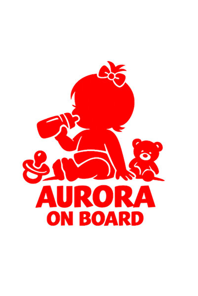 OEM Autocolant decorativ auto  "AURORA ON BOARD ", 10cm, Roșu