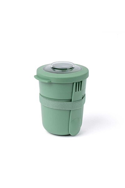 Amuse Cutie alimentara 2 in 1, polipropilena, 450ml si 150ml, verde, cu lingu...