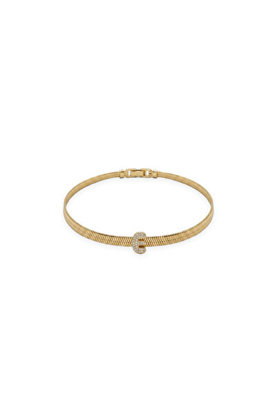Charmist Çelik Üzeri Altın Kaplama Monogram Gold Harf Bileklik - E