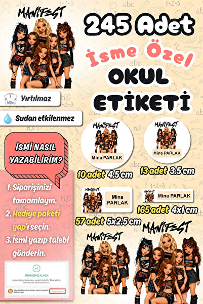 Sticker Ekspres Okul Etiketi Manifest Temalı Kalem Defter Etiketi Özel İsim Y...