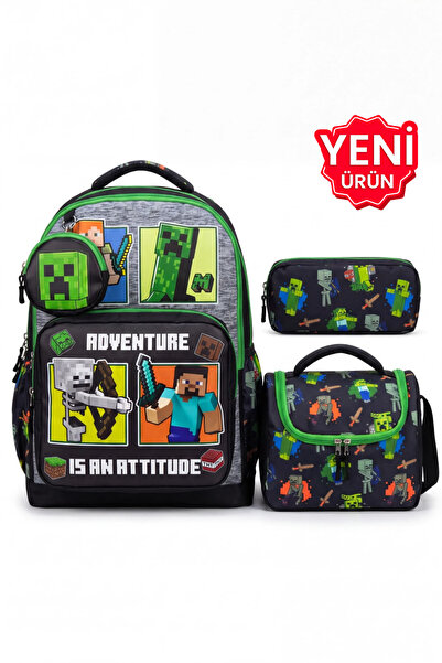 Freedom Set of 4, Boy's Patterned Primary School School Bag + Lunch Box + Pen...