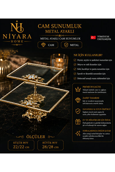 Niyara home Glass Presentation Stand with Metal Legs Glass Presentation Stand...