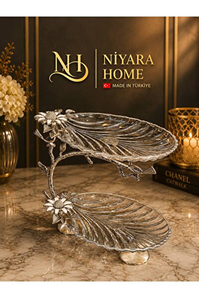Niyara home حامل عرض زجاجي معدني من طبقتين