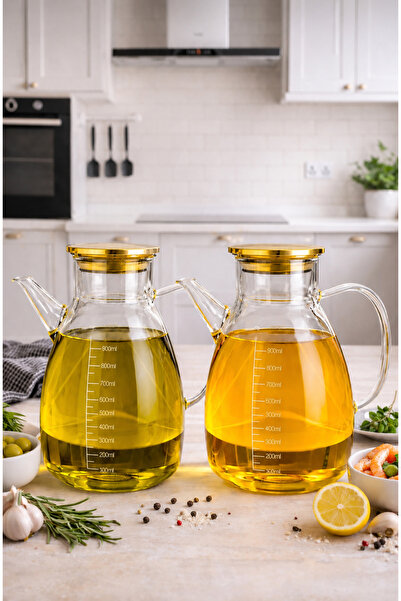 Paşabahçe 2'li Tess Ölçülü Gold Kapaklı Cam Borosilikat Yağlık Sirkelik 1000ml Yağdanlık(tıpasız)