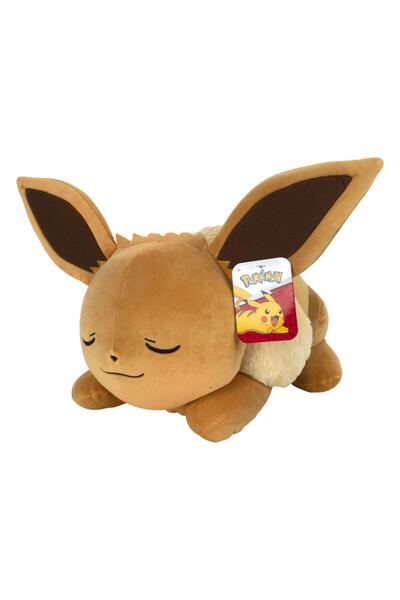 Jazwares Plus Pokemon Eevee, oficial licentiat, in pozitie de somn, 45 cm, mu...