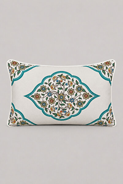 LUX VIE Ottoman Tile Patterned Piping Raschel Knitted Velvet Woven Throw Pill...