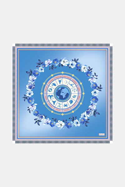 Vakko MAVİ BURÇLU DESENLİ TWİLL BANDANA