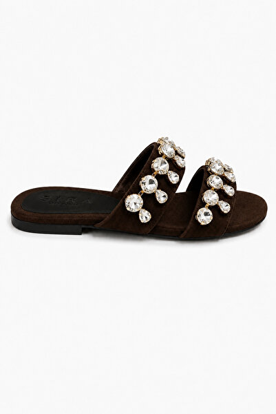 Sira Official Elara Brown Stone Embroidered Slippers