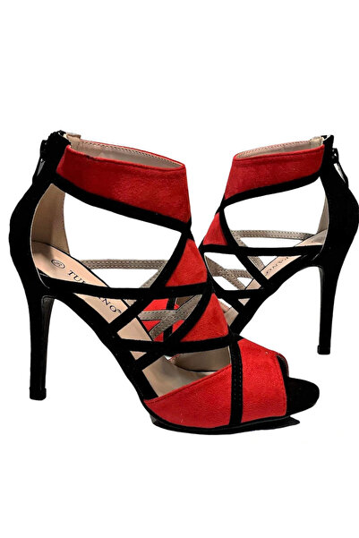 Woman's Fashion Γυναικεία σανδάλια σουέτ κόκκινα