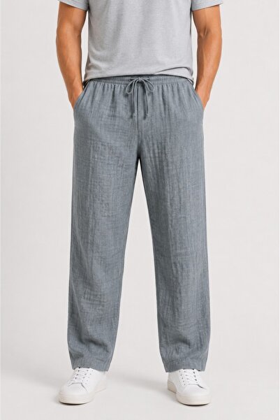 Mulberry Atlas Men's Muslin Trousers, Comfortable Fit, Elastic Waist, Lace-Up...