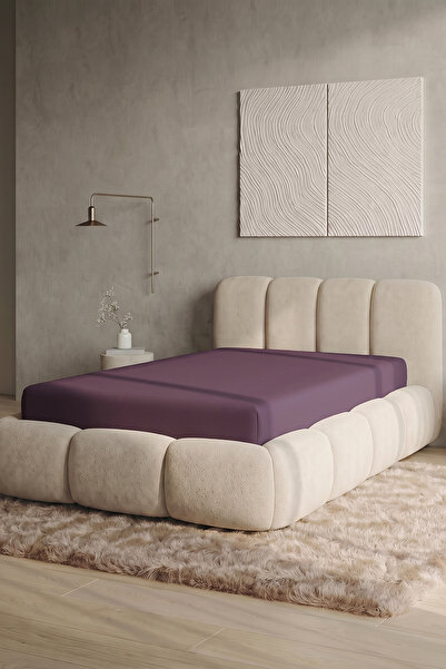 TEOHOMELİNENS Single Jersey Fitted Sheet 120-140X200 Cm, Dark Lilac, 95% Cott...