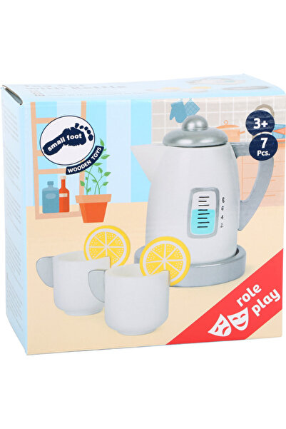 Small Foot Set de ceai din lemn cu ceainic pentru bucătării de joacă 11115
