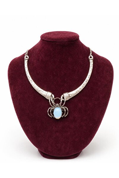MİLALAZO Ethnic Bohemian Gothic Spider Natural Stone Moonstone Necklace