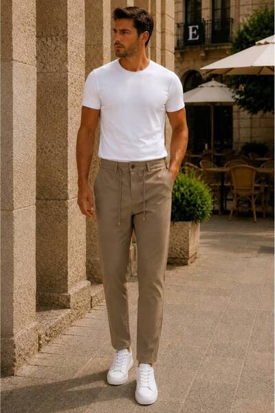 Danger Men's Premium Polyamide Fabric Comfort Fit Jogger Beige Trousers - 252...