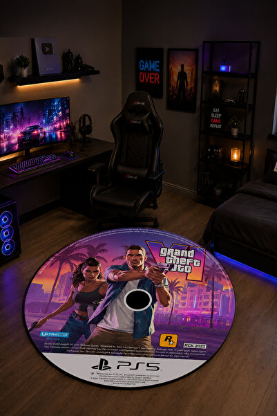 Qatalina Kaymaz Taban Makinede Yıkanabilir Cd Desenli Oyuncu Playstation Xbox...