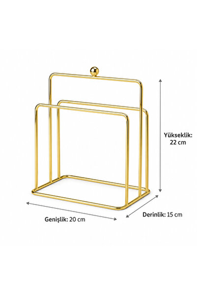 mba decor metal bending art Mira Model Gold Kaplama Kesme Tahtası Standı 20x15x22 cm 3 cm Bölmeli Tezgah Üstü Düzenleyici
