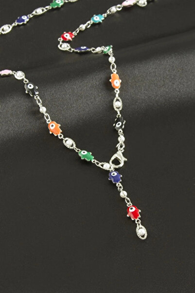 Marsilyan Ftm İnci Nazar Mineli Y Necklace Elk-Bjtieg