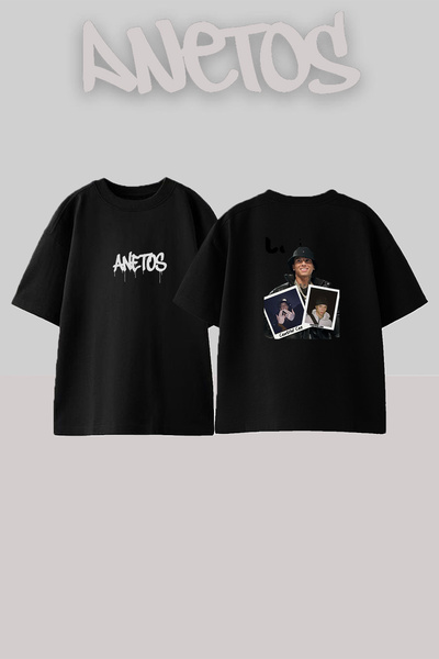 Anetos Μαύρο μπλουζάκι Central Cee_25 με στάμπα σχεδίου, unisex, oversize