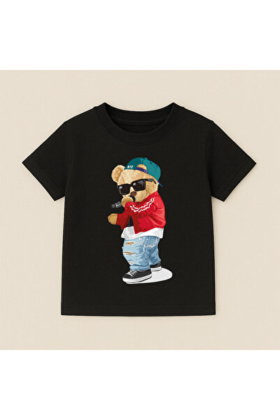 SVART WEAR Teddy Bear Printed Crew Neck Cotton Short Sleeve Kids & Youth T-Shirt