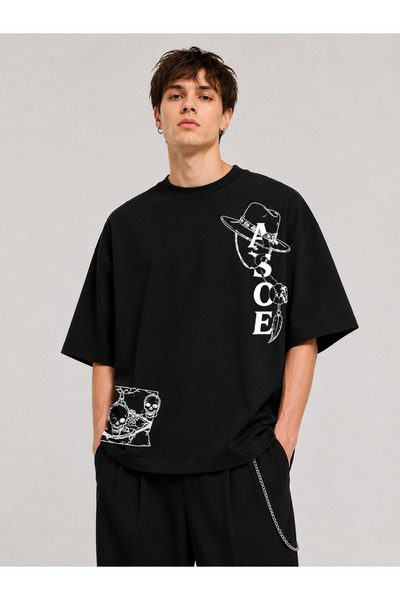 Nulivez One Piece Ace Baskılı Oversize Unisex Tişört – Portgas D. Ace Anime S...