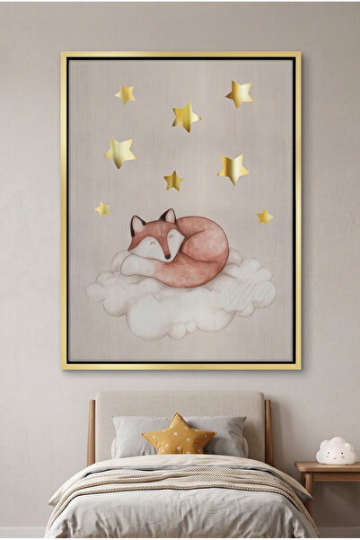 Jasmine Art Sleeping Fox Kids Wall Art | Portrait Framed Canvas Print with Go...