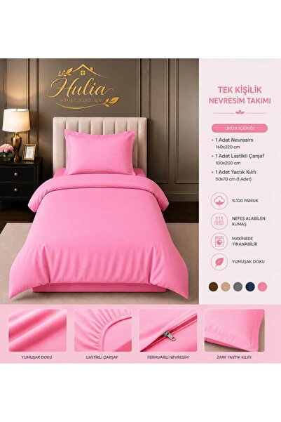 hulia home Elastic Sheet Duvet Cover Set Single Size Cotton Soft Textured Com...