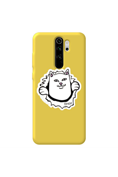 Other Xiaomi Redmi Note 8 Pro White cat Yellow Colored Silicone TPU Θήκη