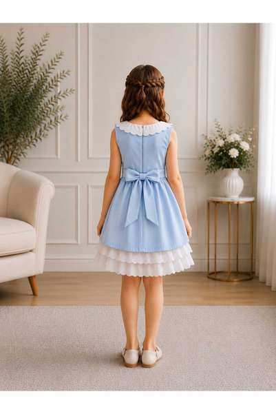FERA Children's Dress Flam Cotton Linen Burnout Guipure Daily Wear