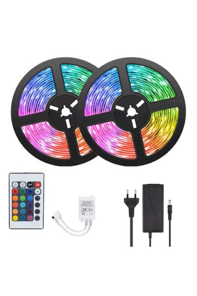 Tiessa Set de 2 benzi LED RGB Tiessa ®   luminozitate reglabilă, 600 LED-uri,...