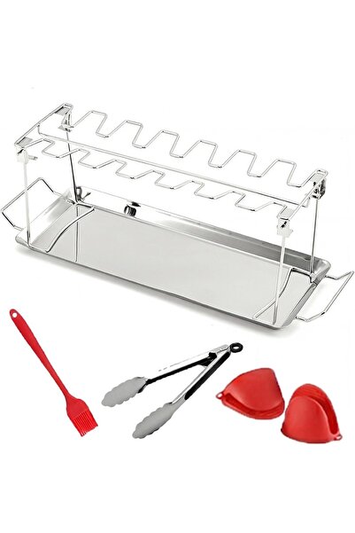Arabest Grill Accessories,14 Slots Metal Stainless Steel Chicken Drumstick Ra...