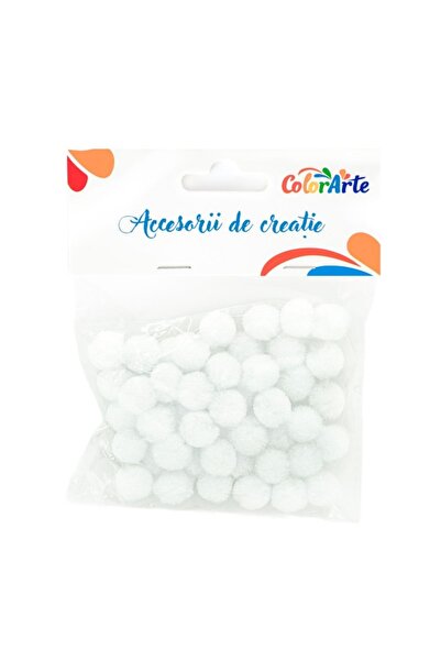 MC Micostore Accesorii creatie - Pom Pom, alb, 10mm, set 50 buc, Colorarte, MY20