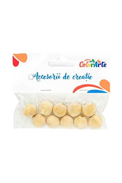 MC Micostore Accesorii creatie - lemn - margele, natur, 17-18mm, set 10 buc, ...