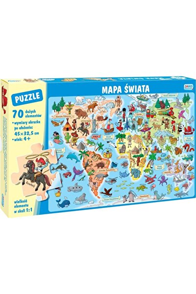 Wydawnictwo Jako Puzzle Harta lumii, Wydawnictwo Jako, 45 x 32.5 cm, 70 piese