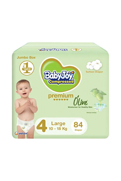BabyJoy , Baby Diapers, Olive Oil, Size 4, Jumbo Box - 84 Pcs