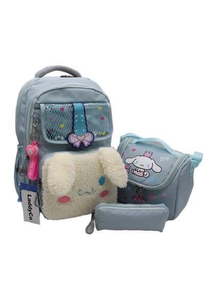 LaddyCo Girl's Primary School Bag Waterproof Fabric 3-Piece Set Pink School B...