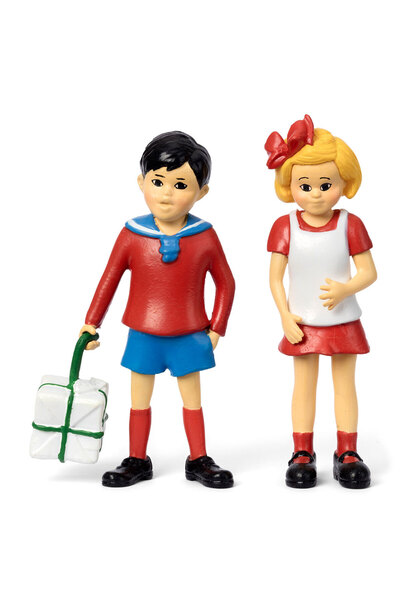 OEM Set 2 figurine, Pippi, Tommy si Annika, plastic, multicolor