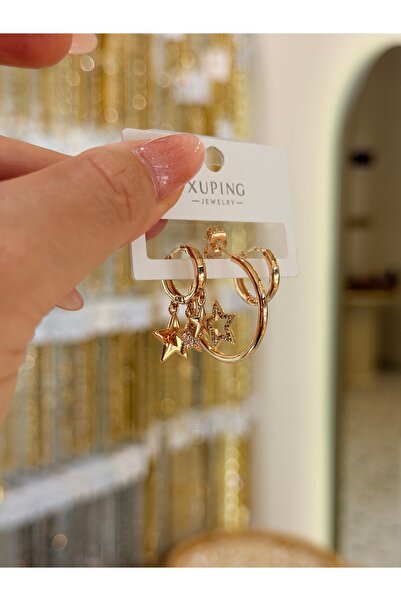 SU PERİSİ TAKI BİJUTERİ أقراط XUPING KARARMAZ ROSE GOLD YILDIZ DETAIL SHAKIRA...