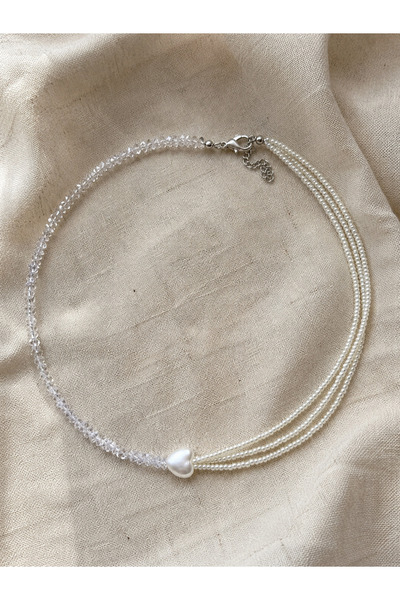 Lunéa Kalp Detaylı İnci Boncuk Choker Kolye