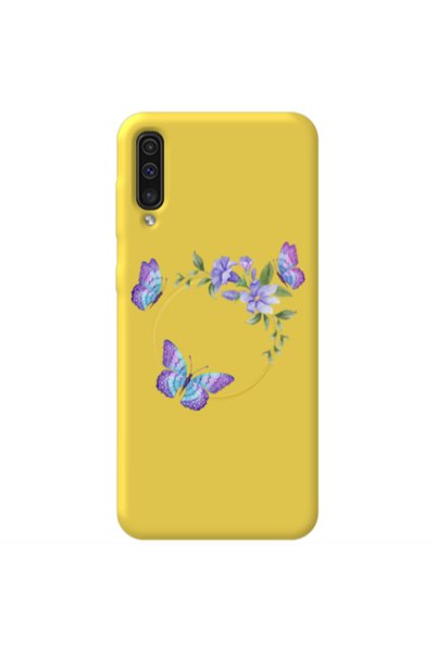 Other Samsung A70 Butterfly on the ring Yellow Colored Silicone TPU Θήκη