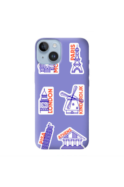 Other Apple iPhone 14 Pisa Athens Purple Colored Silicone TPU Θήκη