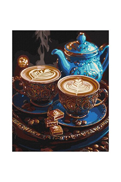 ideyka Set pictura pe numere, cu sasiu, Cafea si ciocolata - extra culori met...