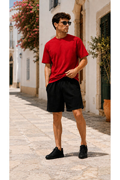 De Carte Men's Plain Shorts+Crew Neck T-Shirt Stylish Summer Comfortable Fit ...