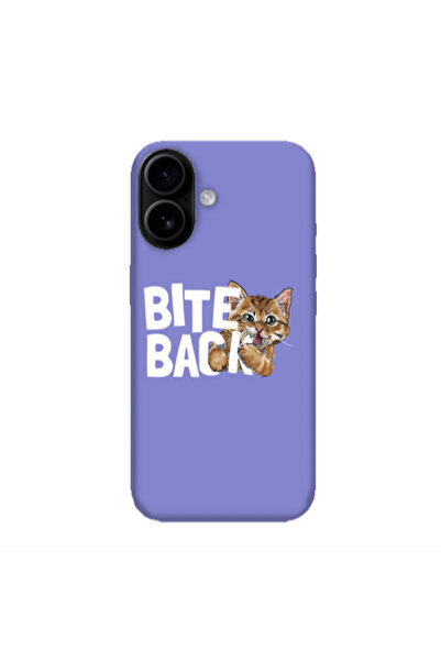 Other Apple Iphone 16 plus bitte back cat Purple Colored Silicone TPU Θήκη