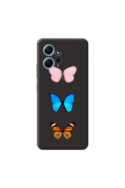 Other Xiaomi Redmi Note 12 4G Triple Butterfly Black Colored Silicone TPU Θήκη