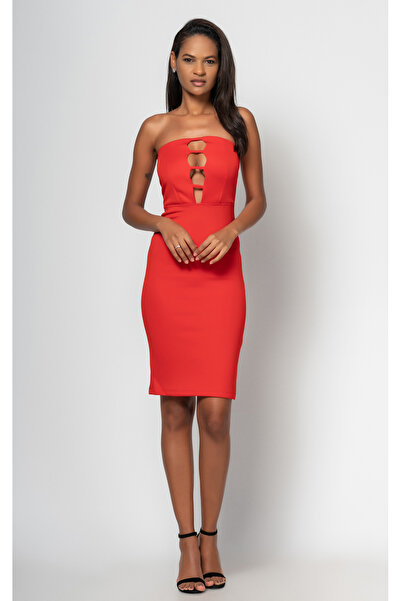 FIRST STYLE Red Colored Short Turkish Dress