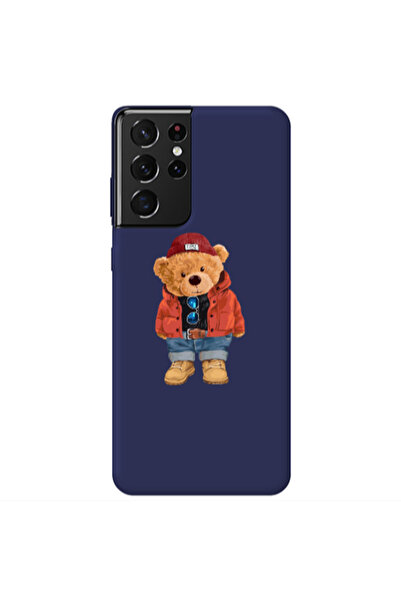 Other Samsung S21 Ultra Bear in a hat Dark blue Colored Silicone TPU Θήκη