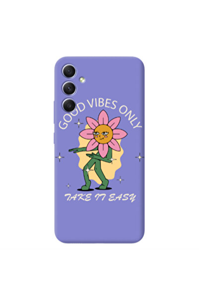 Other Samsung A25 Good Vibes Only Purple Colored Silicone TPU Θήκη